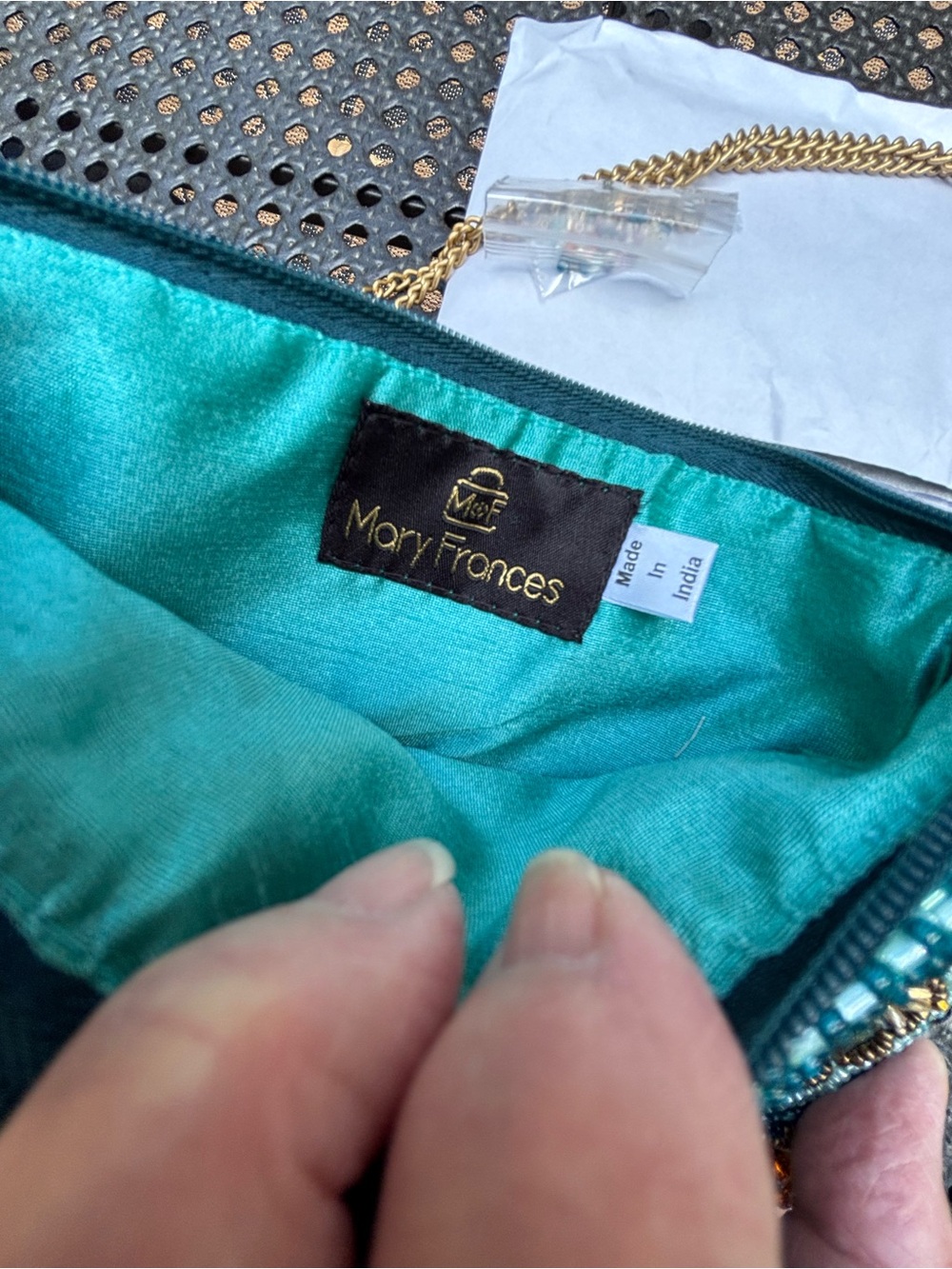 Mary Frances Venice teal Multicolor Beaded bag with Crossbody - Picture 8 of 17